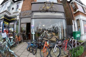 Biketrax shop storefront showing a selection of adult and kids bicycles